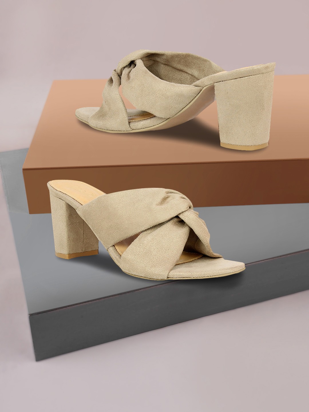 

Inc 5 Women Beige Solid Mules