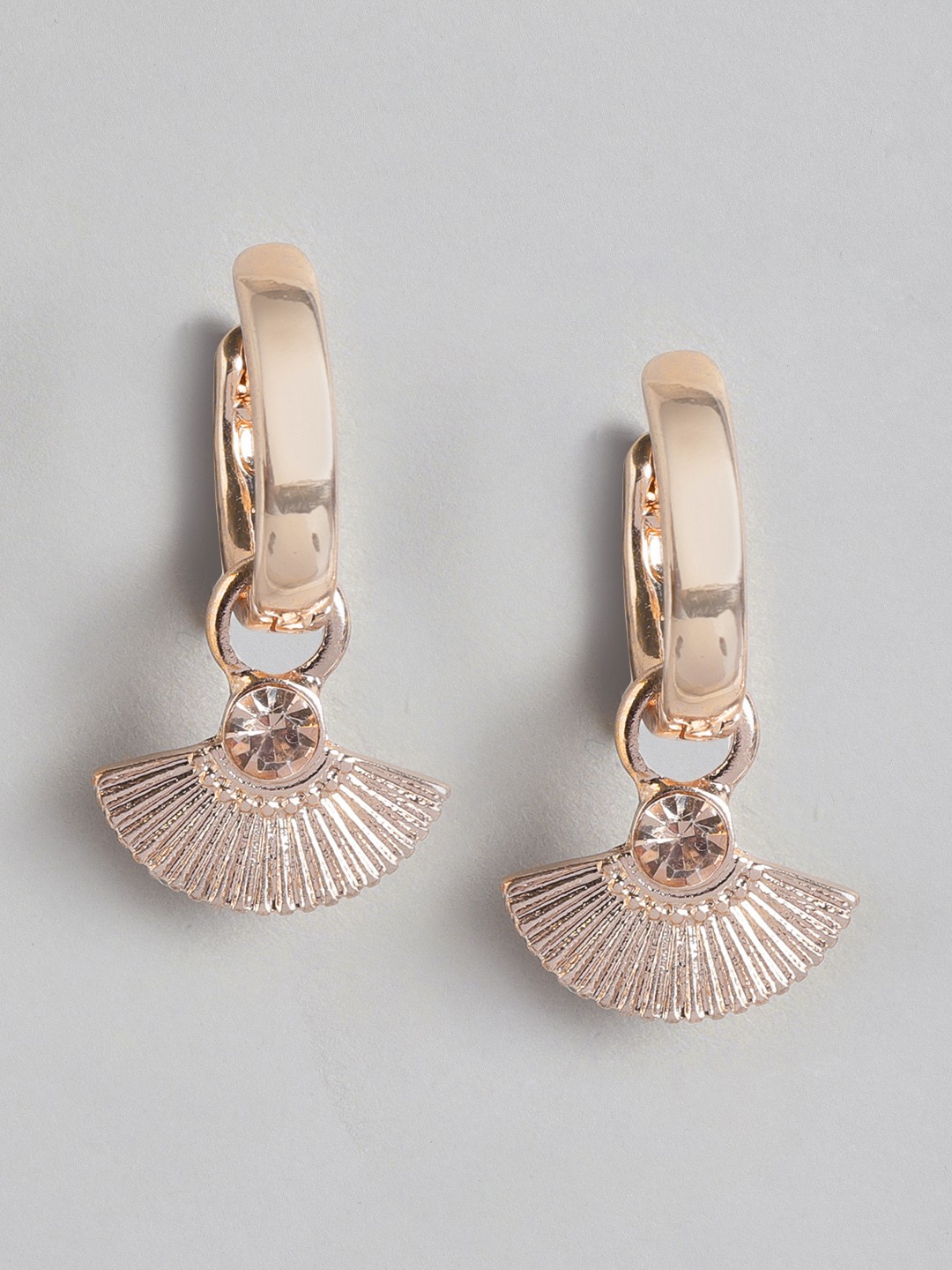 

Forever New Rose Gold-Plated Stone Studded Contemporary Drop Earrings