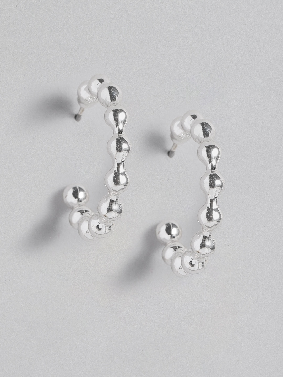 

Forever New Silver-Plated Crescent Shaped Half Hoop Earrings