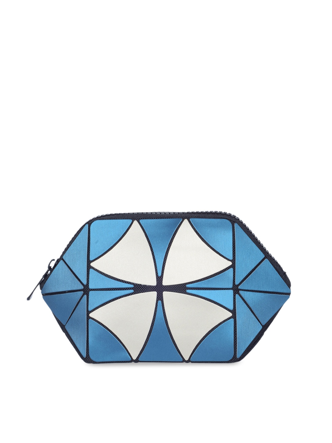 

BAOMI Blue & White Textured Geometric Cosmetic Pouch Range Clutch