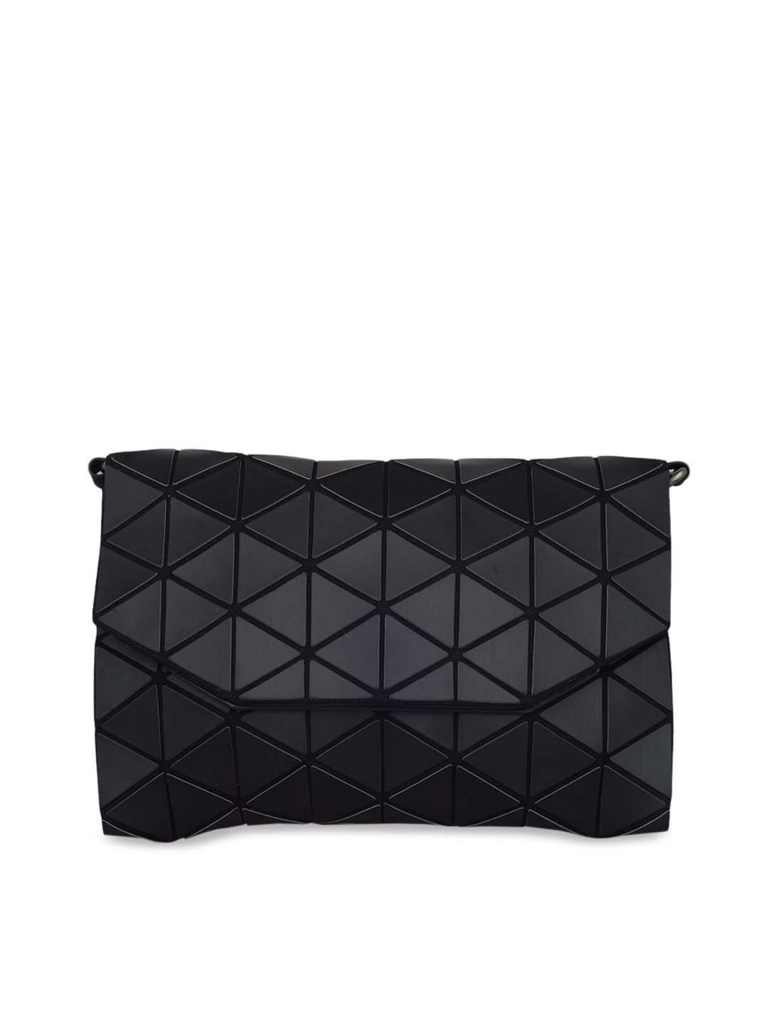 

BAOMI Geometric Bucket Range Grey Textured Foldover Clutch