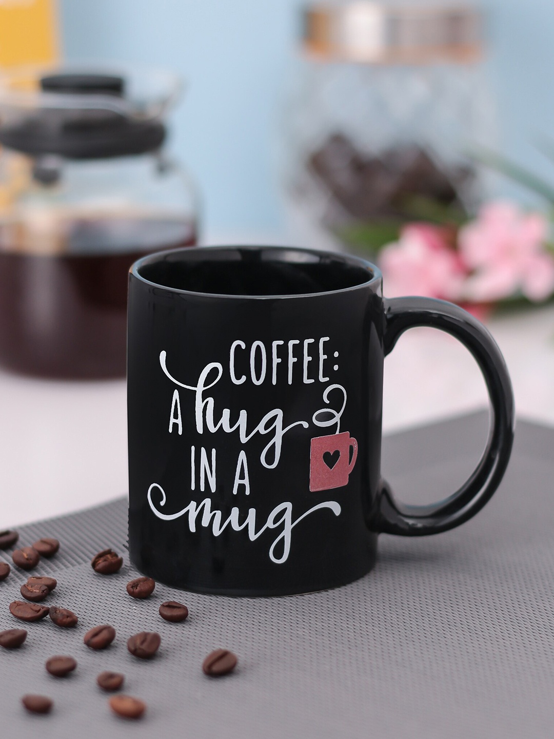 

CLAY CRAFT Black & White 2-Piece Printed Ceramic Mugs Set