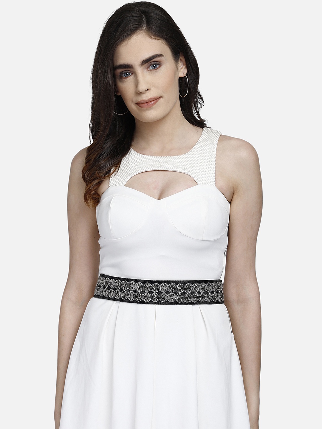 

Anekaant Women Black & Silver-Toned Embellished Belt
