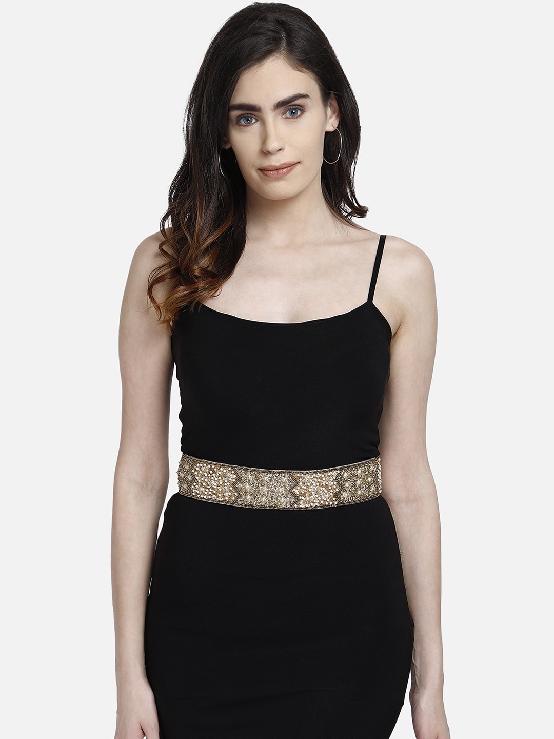 

Anekaant Women Gold-Toned & White Embellished Belt