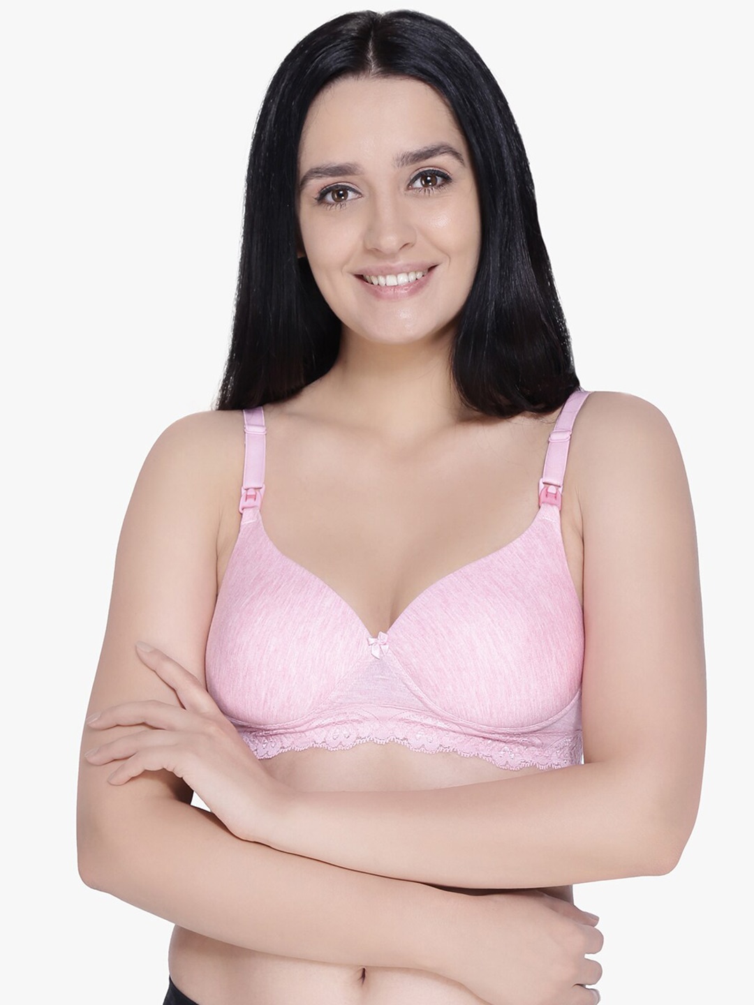 

Anoma Pink Solid Non-Wired Lightly Padded Maternity Bra ANM013