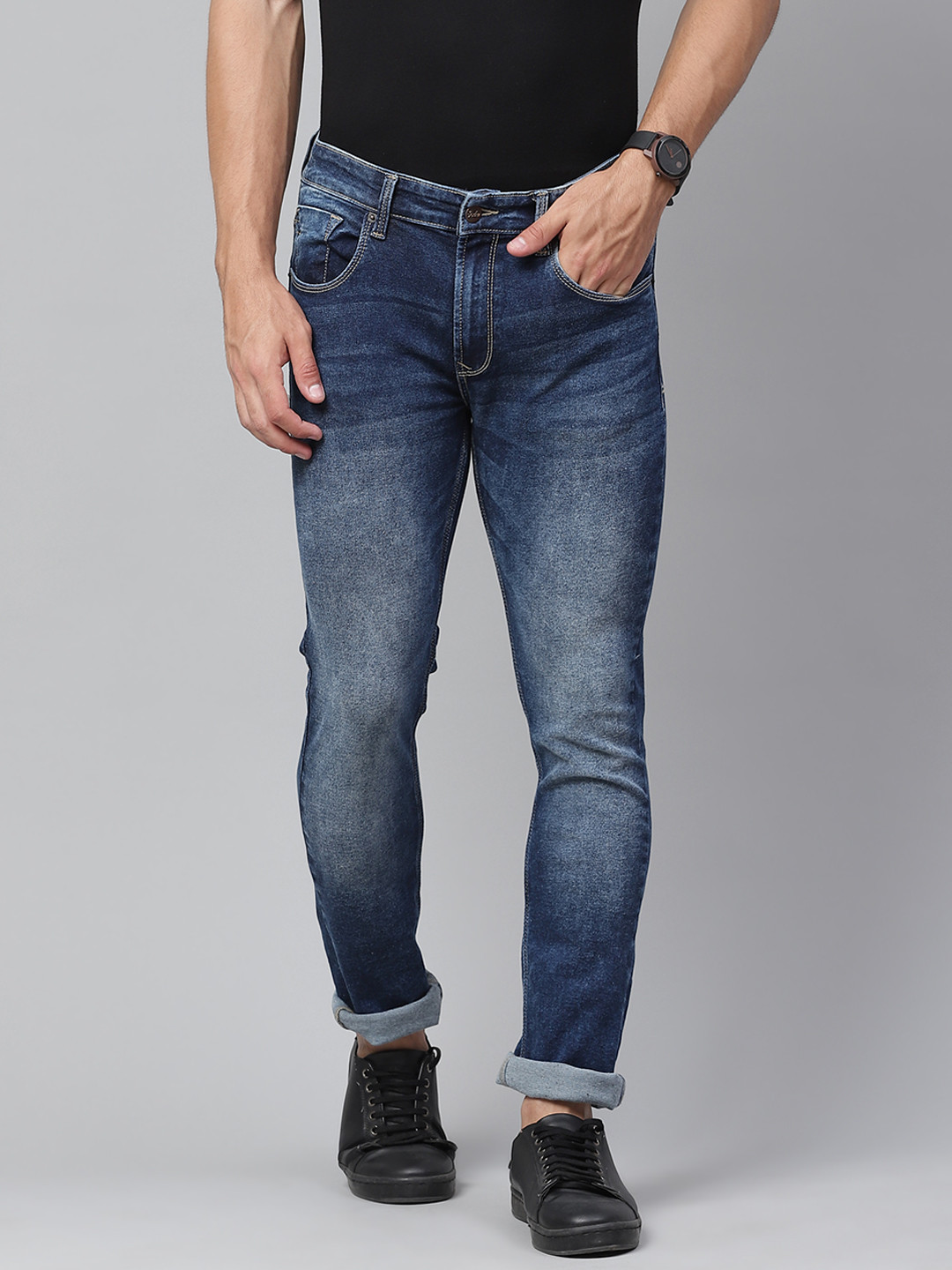 

SPYKAR Men Navy Blue Slim Fit Low-Rise Light Fade Stretchable Jeans