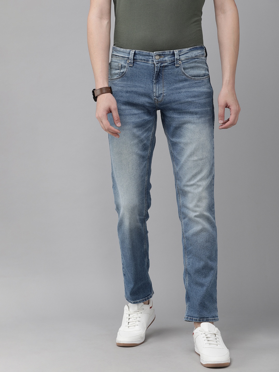 

SPYKAR Men Blue RICARDO Straight Fit Low-Rise Heavy Fade Stretchable Jeans