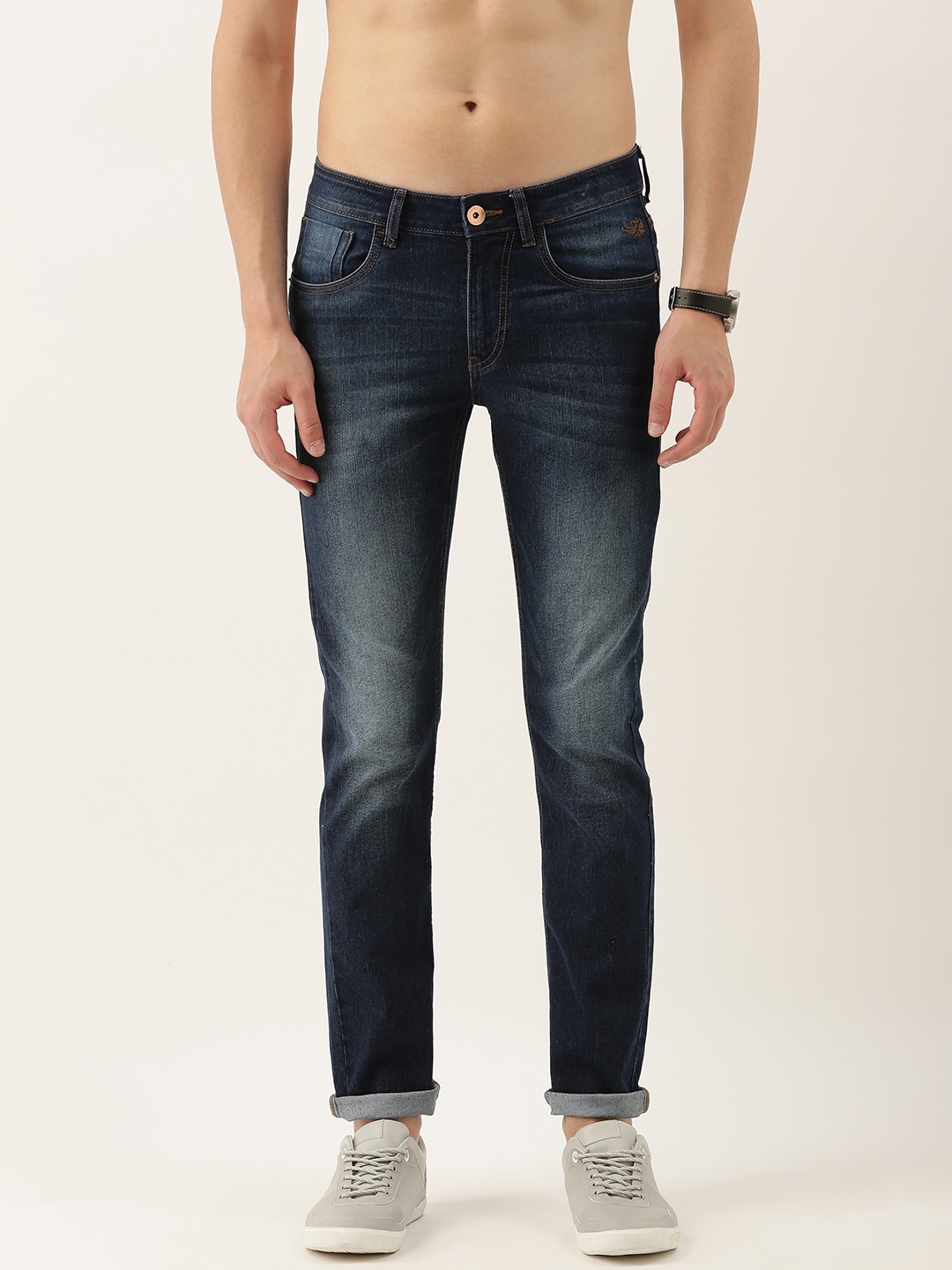 

Flying Machine Men Navy Blue Slim Tapared Michael Fit Light Fade Jeans