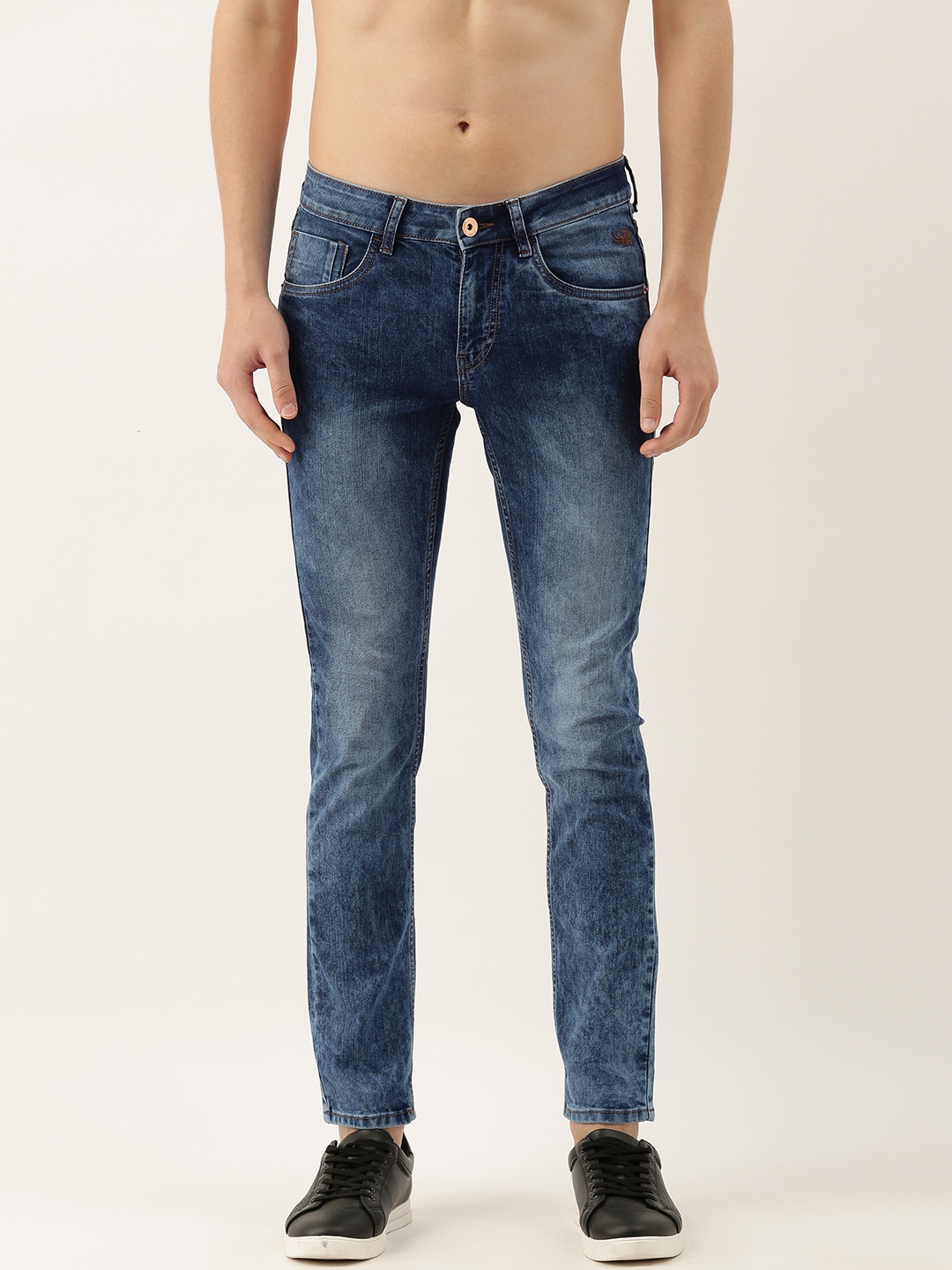 

Flying Machine Men Blue Jackson Skinny Fit Low-Rise Heavy Fade Stretchable Jeans