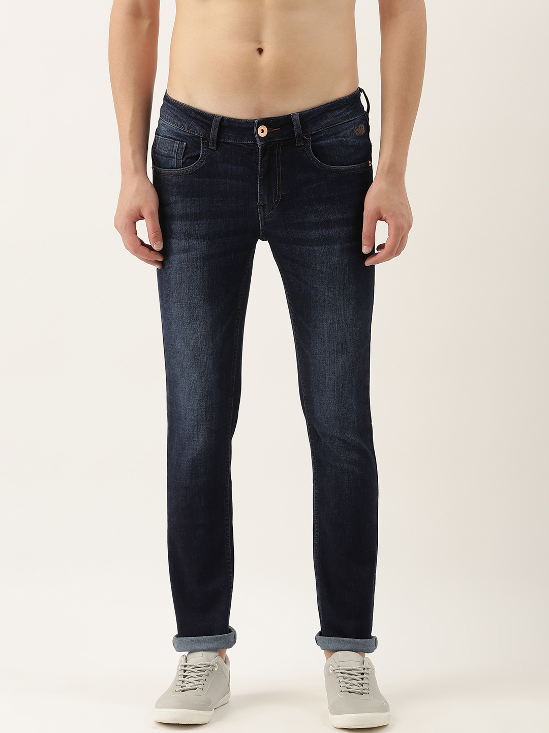 

Flying Machine Men Navy Blue Jackson Skinny Fit Low-Rise Light Fade Stretchable Jeans