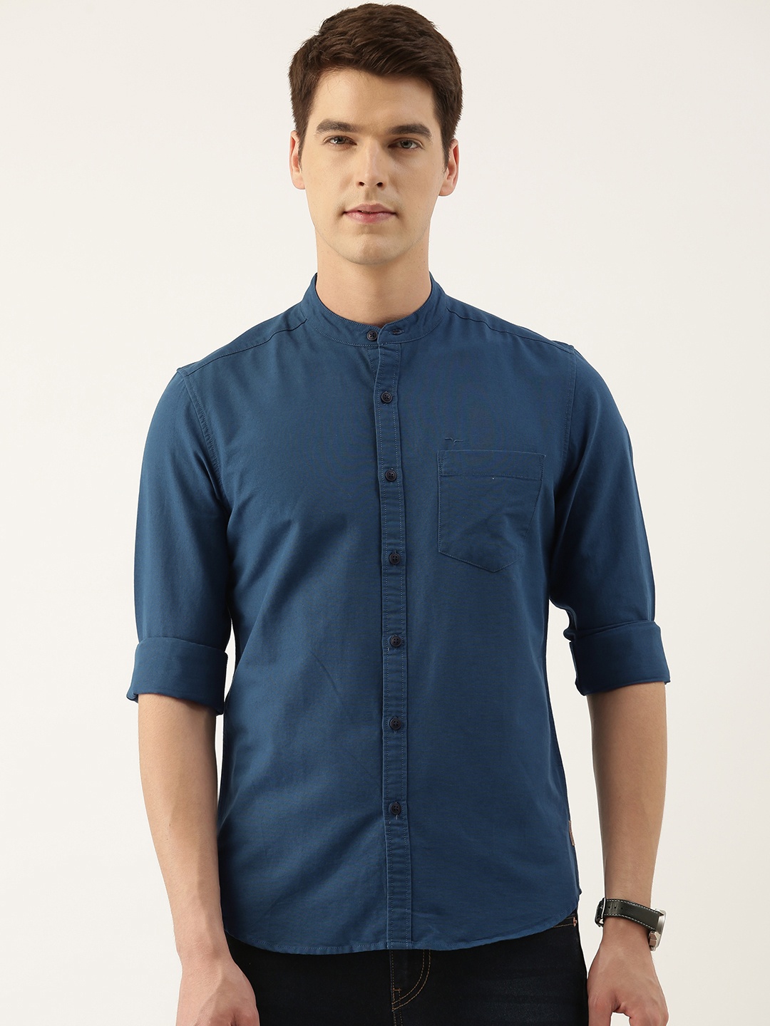 

Flying Machine Men Teal Blue Regular Fit Casual Shirt