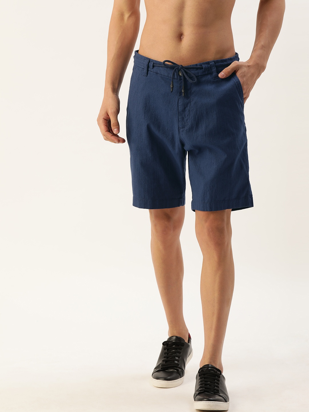 

Flying Machine Men Navy Blue Slim Fit High-Rise Regular Shorts