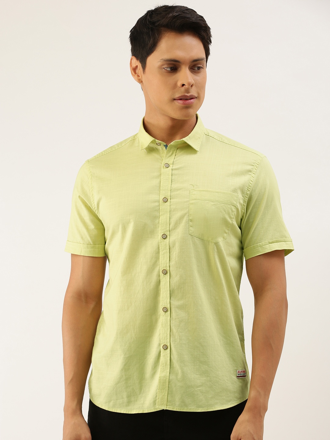 

Flying Machine Men Green Solid Slim Fit Casual Shirt