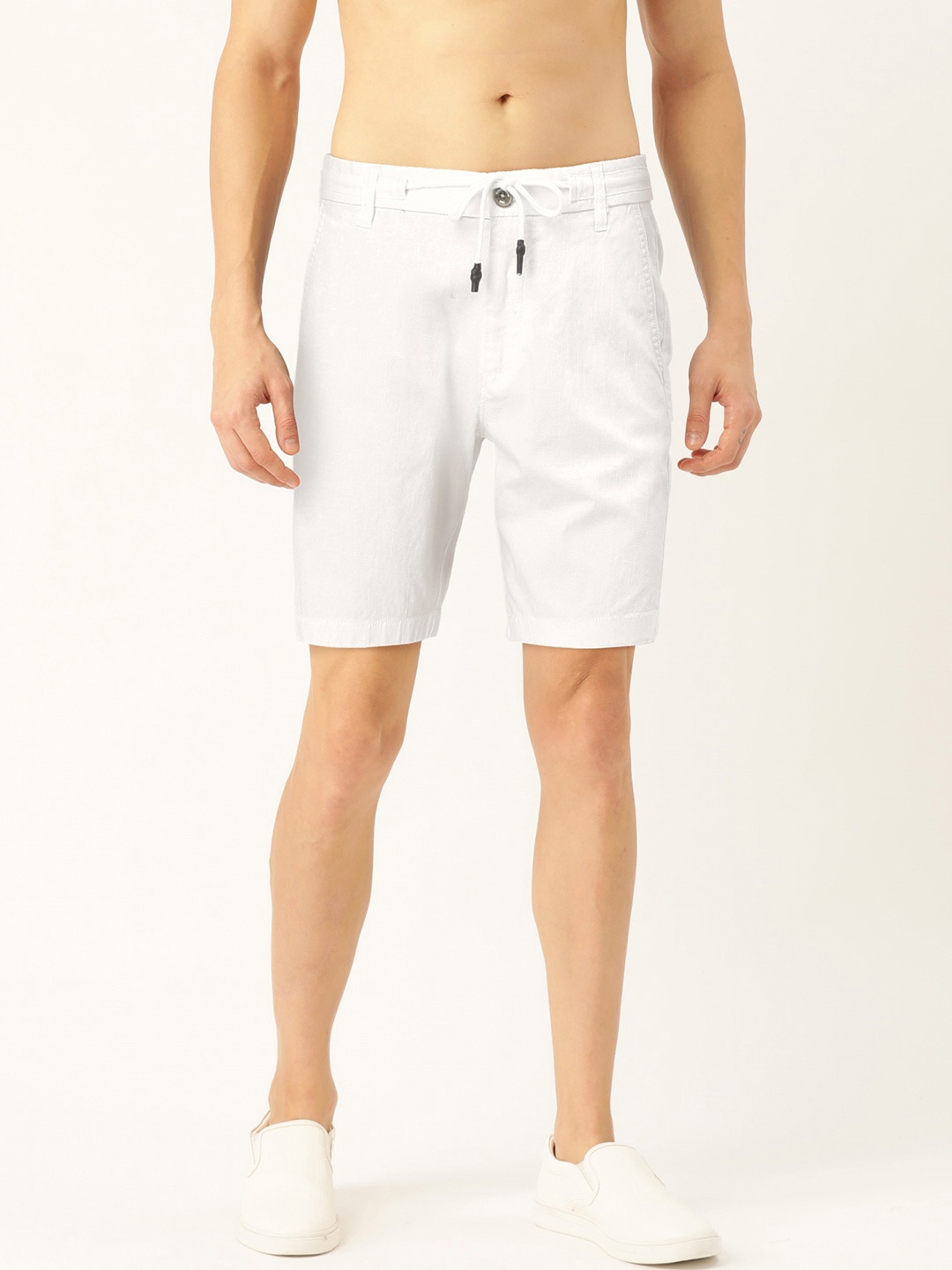 

Flying Machine Men White Slim Fit Regular Shorts