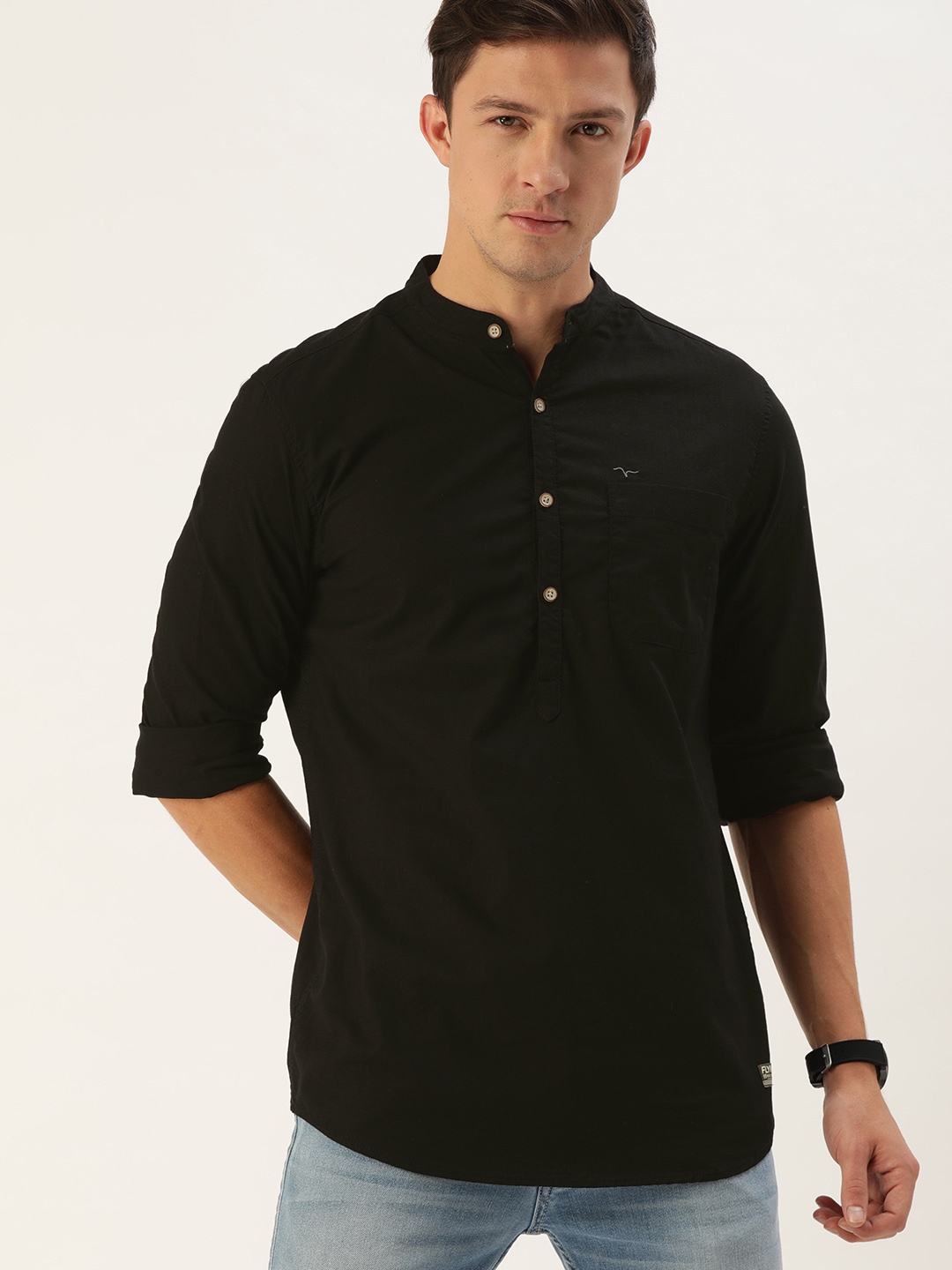

Flying Machine Men Black Slim Fit Casual Shirt