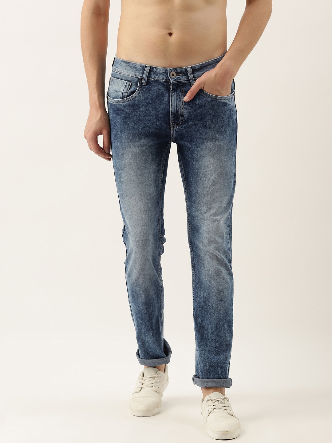 

Flying Machine Men Blue Slim Tapared Micheal Slim Fit Heavy Fade Stretchable Jeans