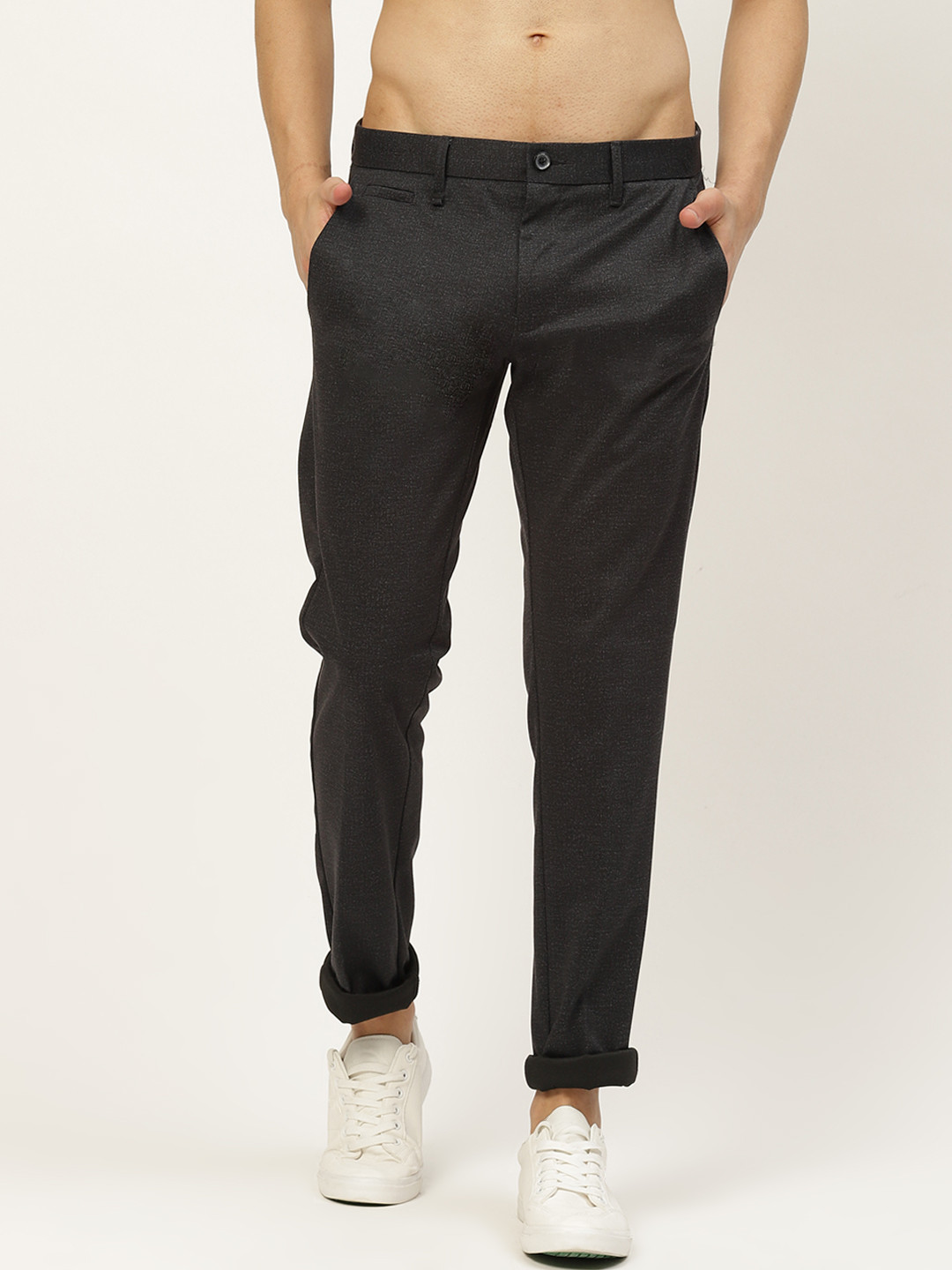 

Flying Machine Men Charcoal Slim Fit Trousers