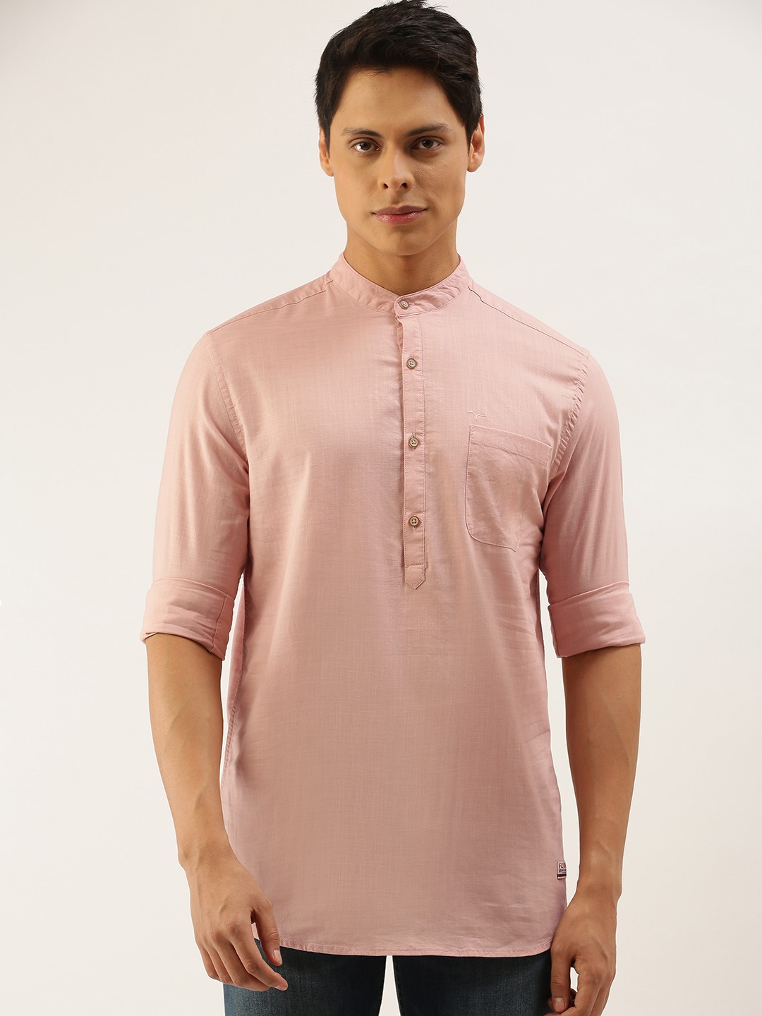 

Flying Machine Men Solid Peach Slim Fit Casual Shirt