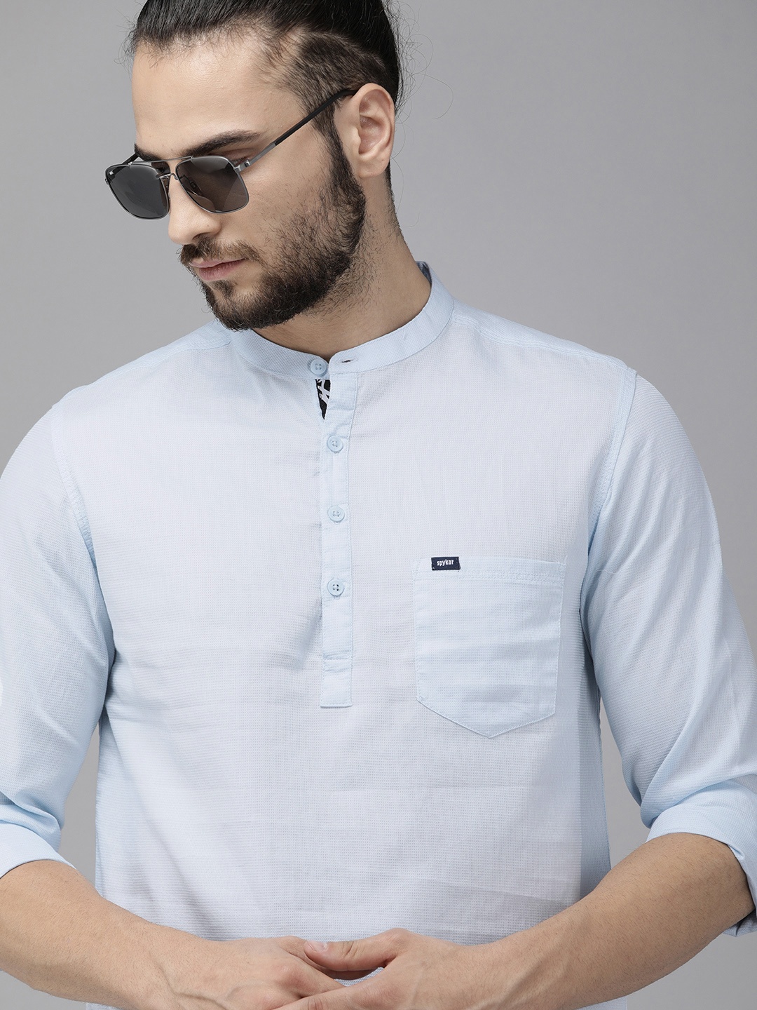 

SPYKAR Men Blue Slim Fit Textured Casual Shirt