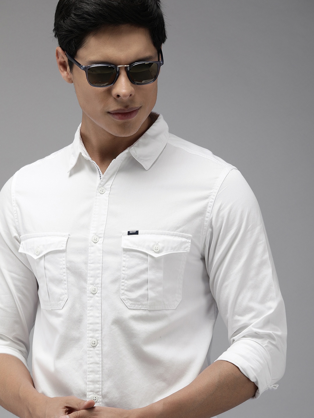 

SPYKAR Men White Slim Fit Opaque Casual Shirt