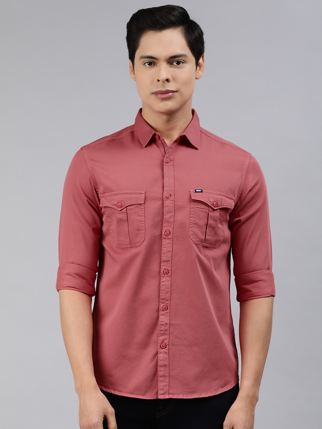 

SPYKAR Men Pink Actif Slim Fit Solid Pure Cotton Casual Shirt