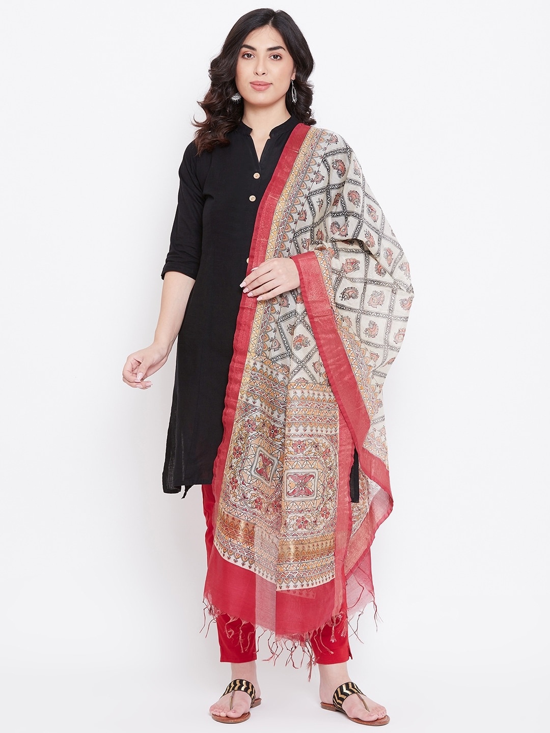 

TULIP 21 Maroon & Beige Printed Dupatta