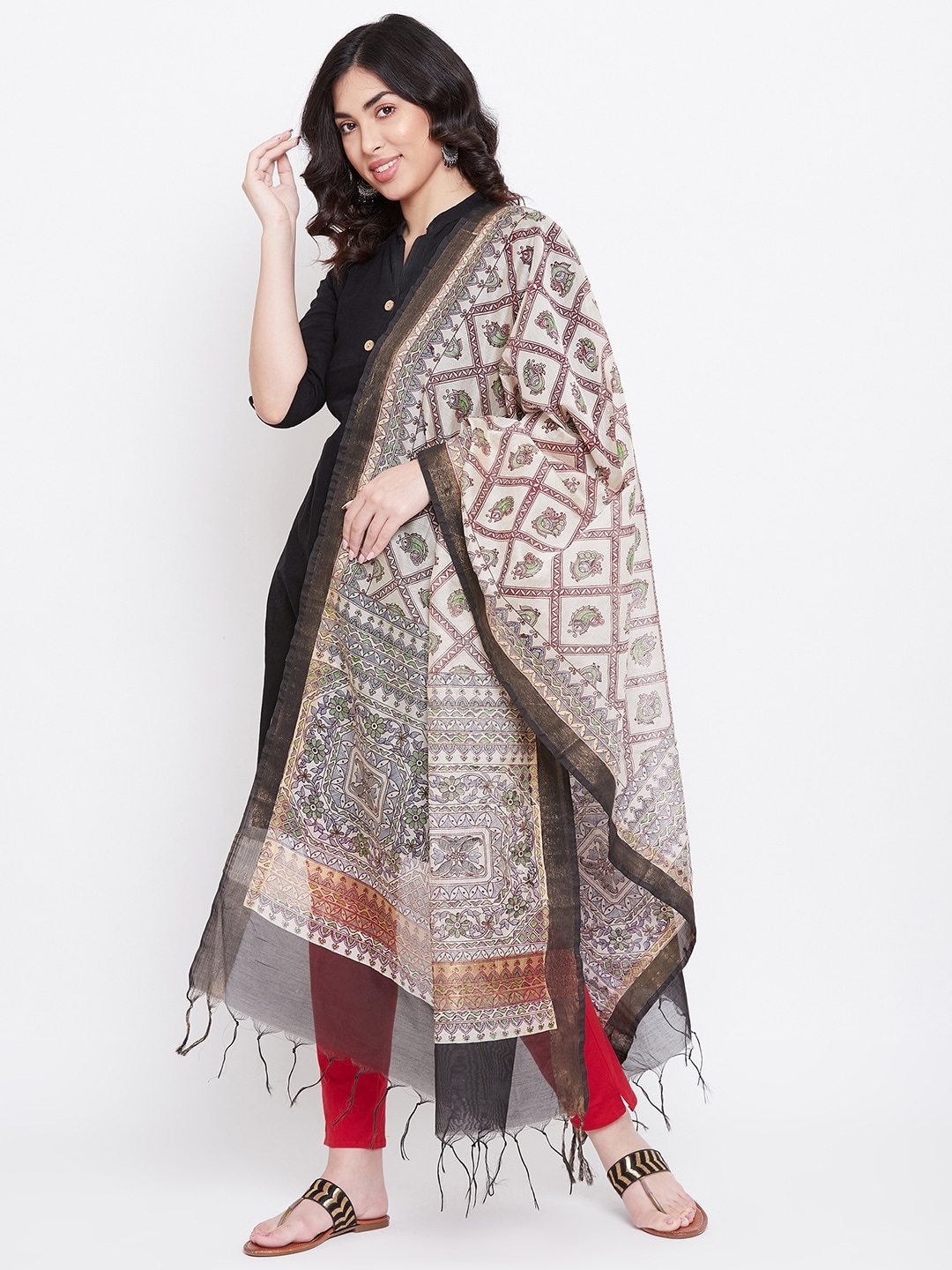 

TULIP 21 Maroon & White Printed Dupatta