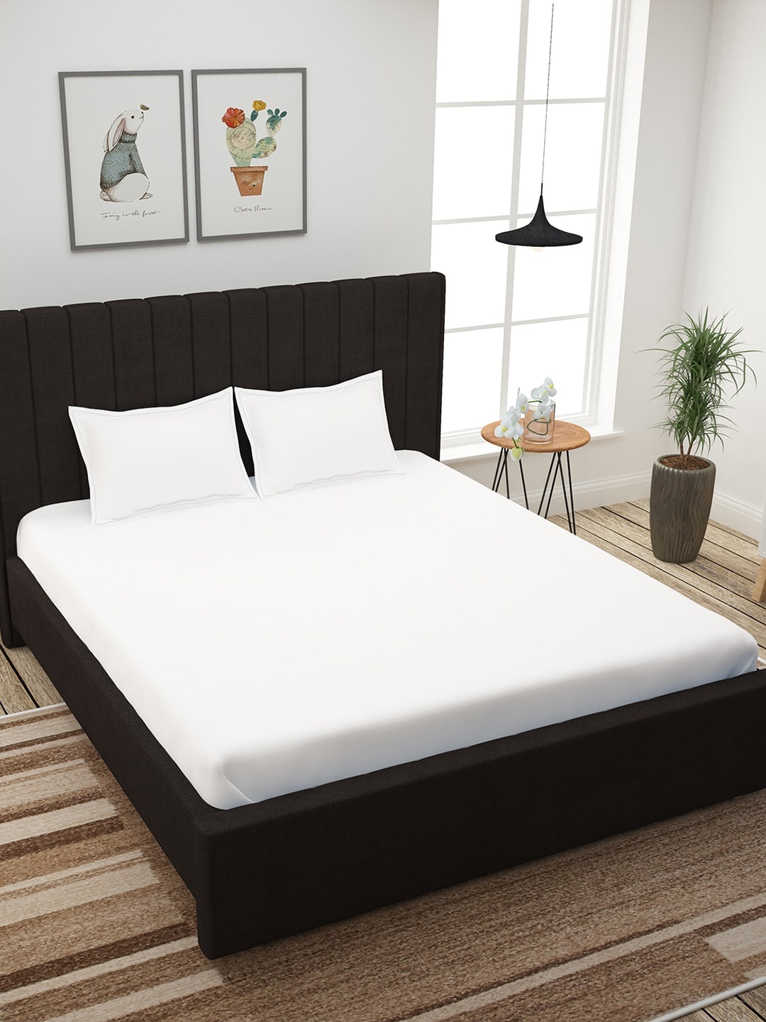 

Story@home White Solid 300 TC Cotton 1 King Bedsheet with 2 Pillow Covers