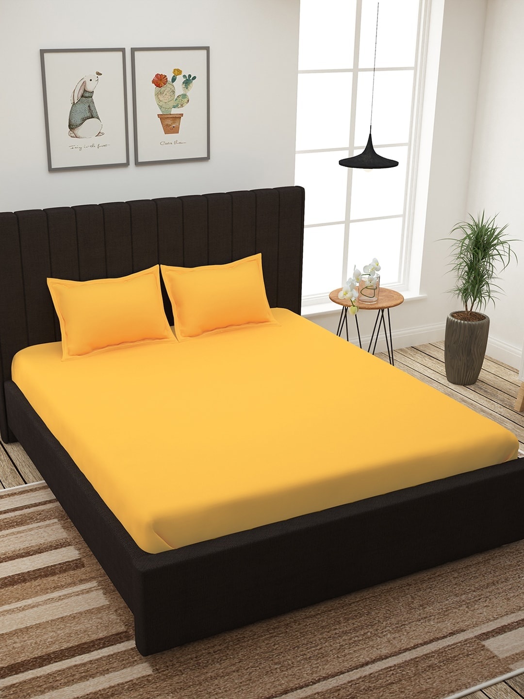 

Story@home Yellow Solid 300 TC Cotton 1 King Bedsheet with 2 Pillow Covers