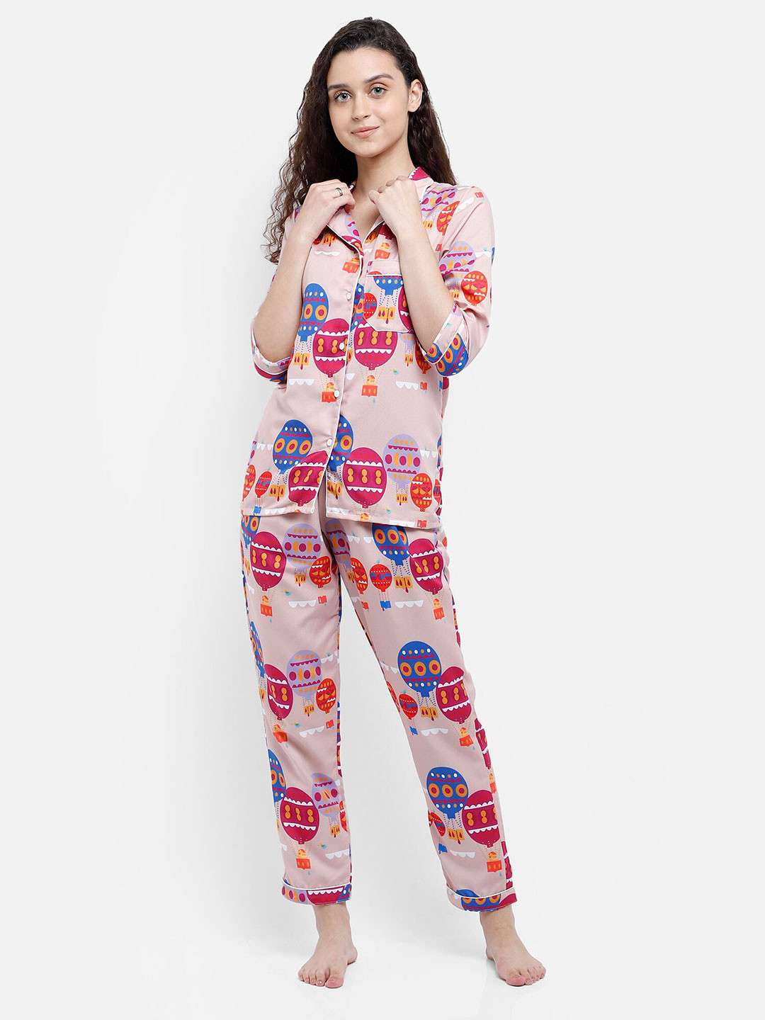 

Bellofox Women Nude-Coloured & Orange Printed Night suit