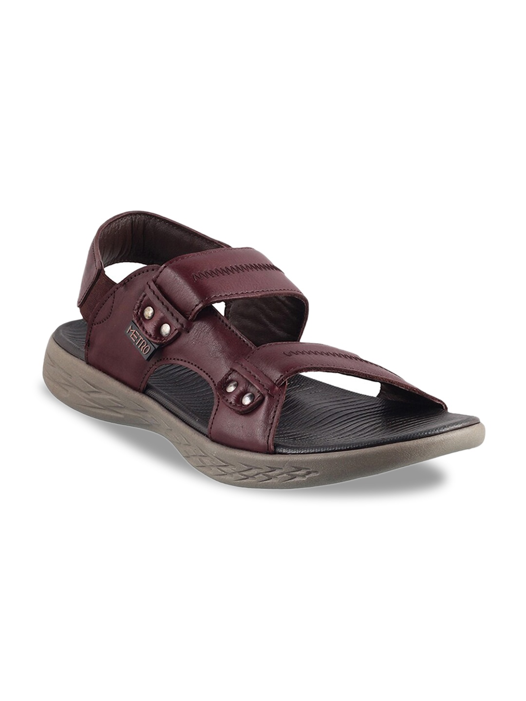

Metro Men Maroon Leather Comfort Sandals