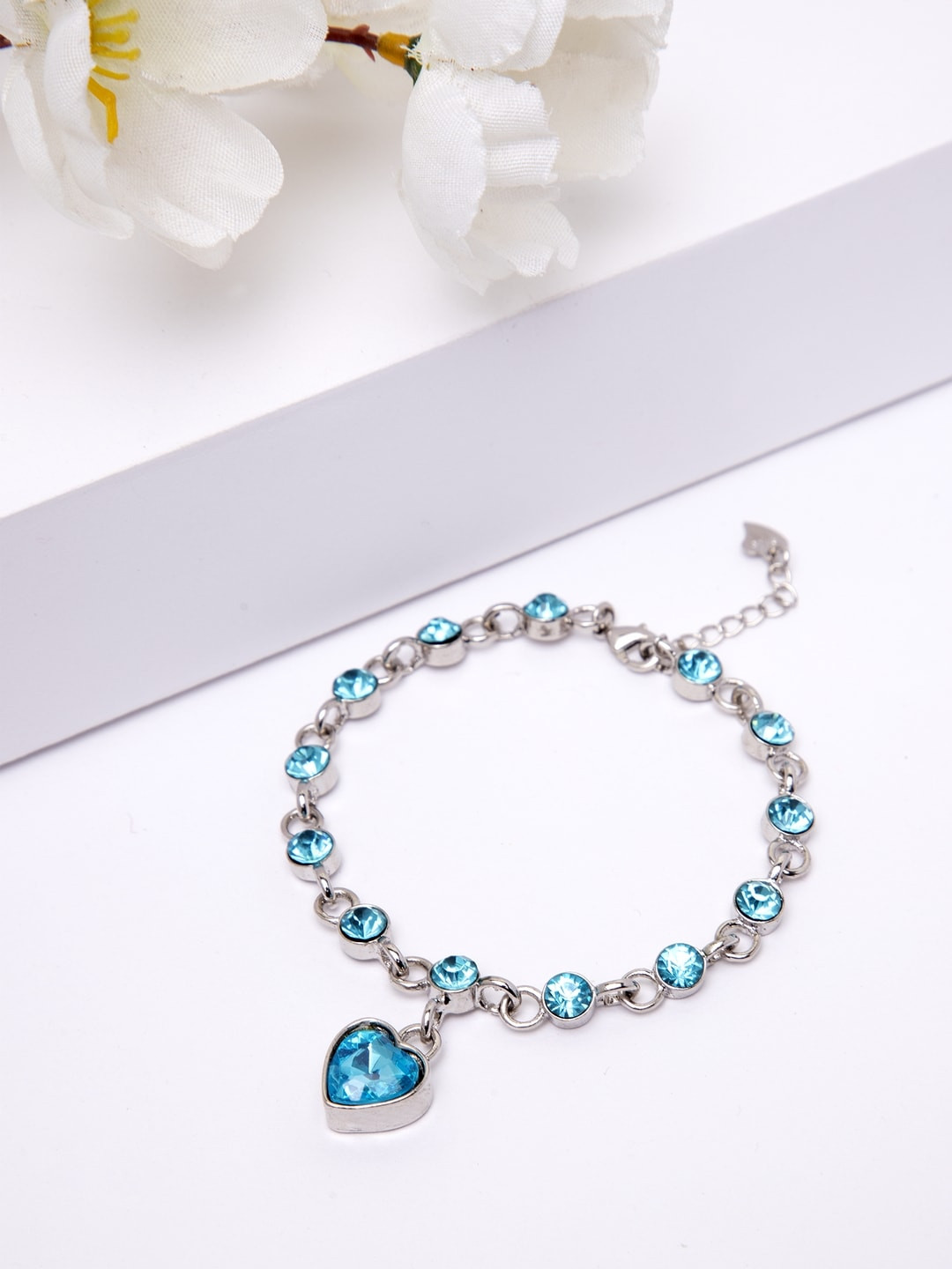 

AVANT-GARDE PARIS Rhodium-Plated Silver-Toned & Blue Charm Bracelet