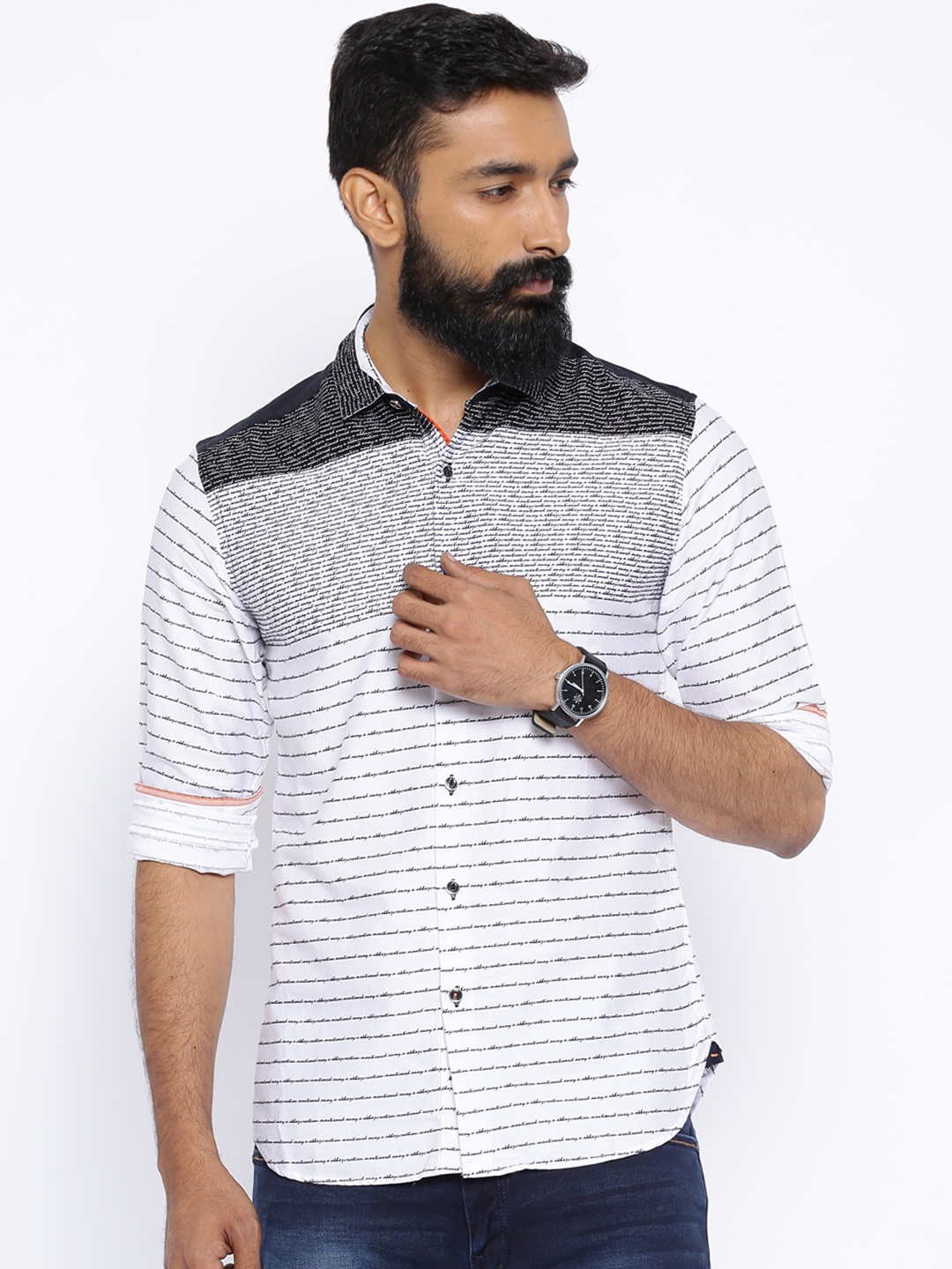 

Locomotive White Printed Casual Shirt
