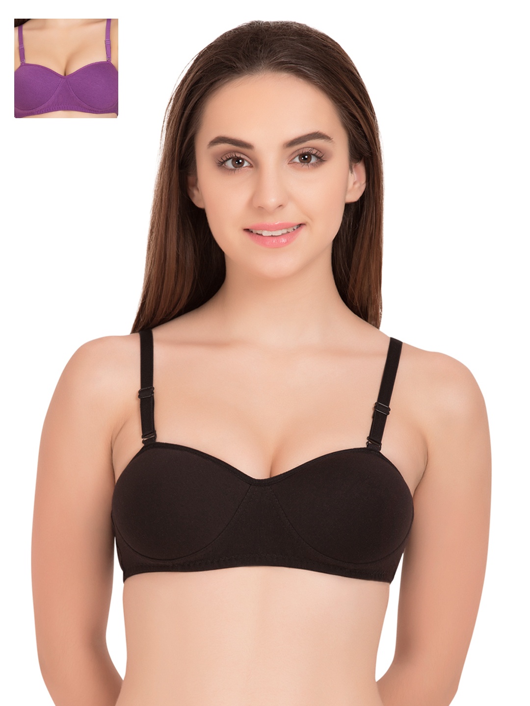

Tweens Pack of 2 Demi-Cup T-shirt Bras TW1201, Black