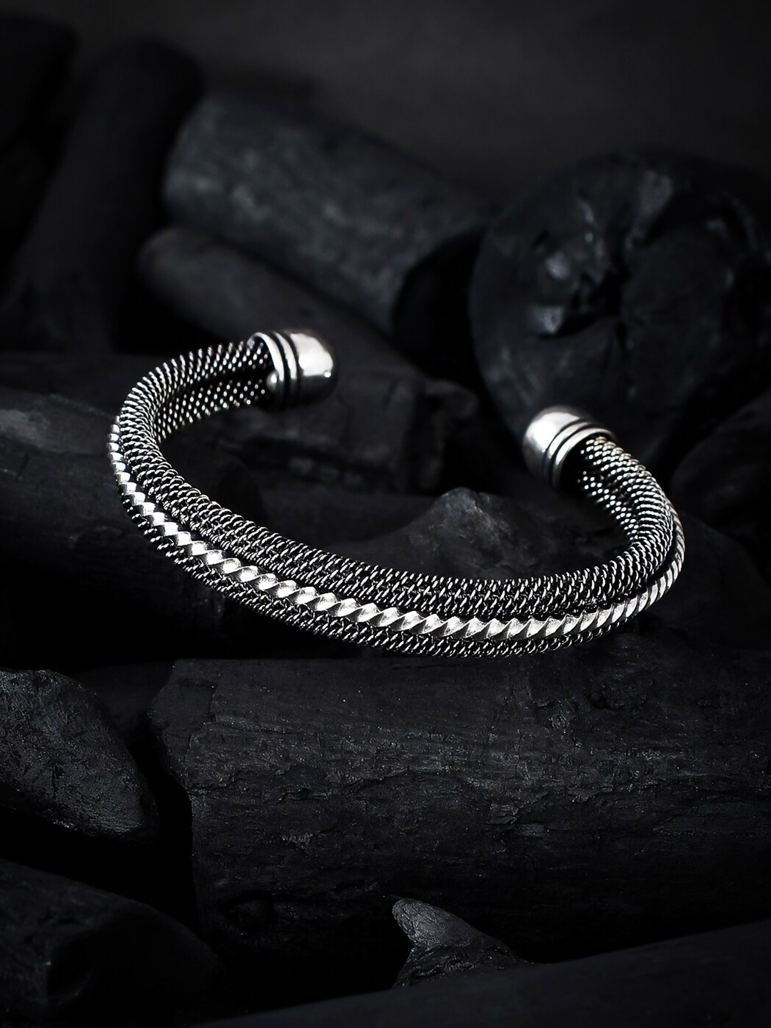 

Silvermerc Designs Silver-Toned Brass Handcrafted Adjustable Cuff Bracelet