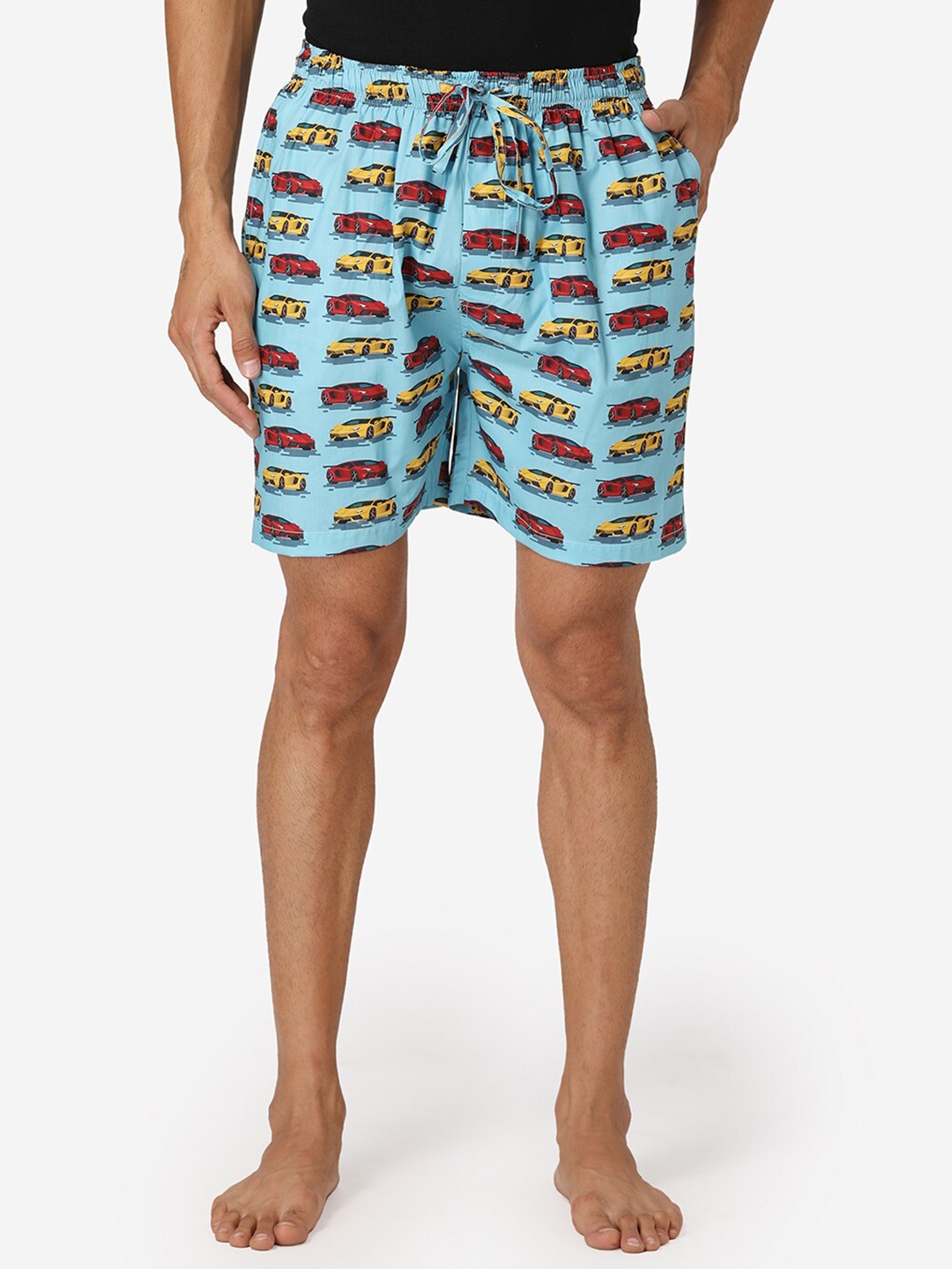 

Fluffalump Men Blue & Red Printed Lounge Shorts