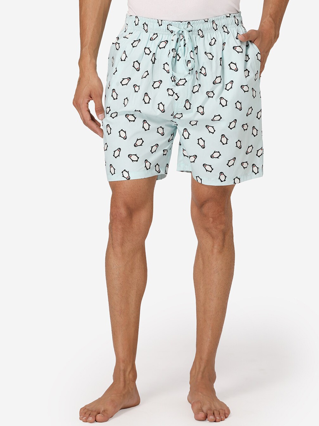 

Fluffalump Men Blue Printed Cotton Lounge Shorts
