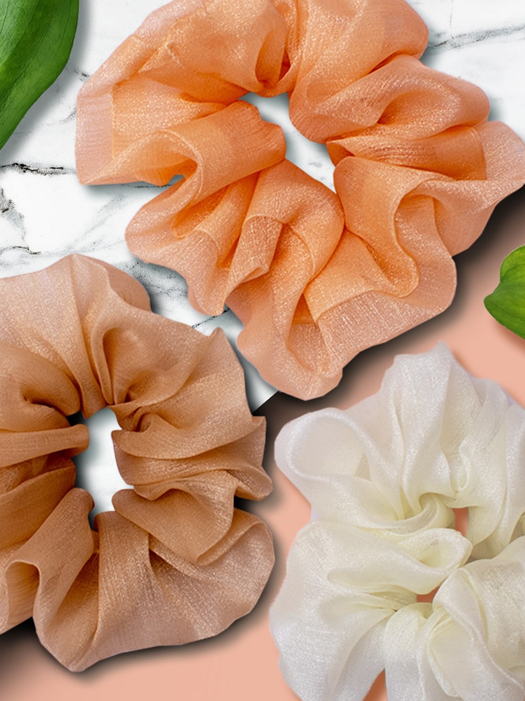 

HAIR DRAMA CO. Set Of 3 Tissue Scrunchies, Beige