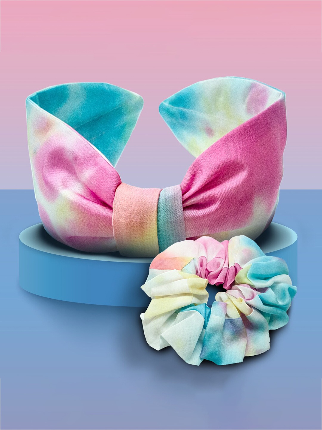 

HAIR DRAMA CO. Blue Tie & Dye Head band & Scrunchie