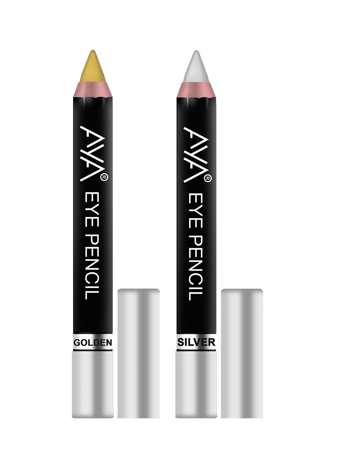 

AYA Set of 2 Eye Liner Kajal (Golden and Silver) - 2.8g each, Gold