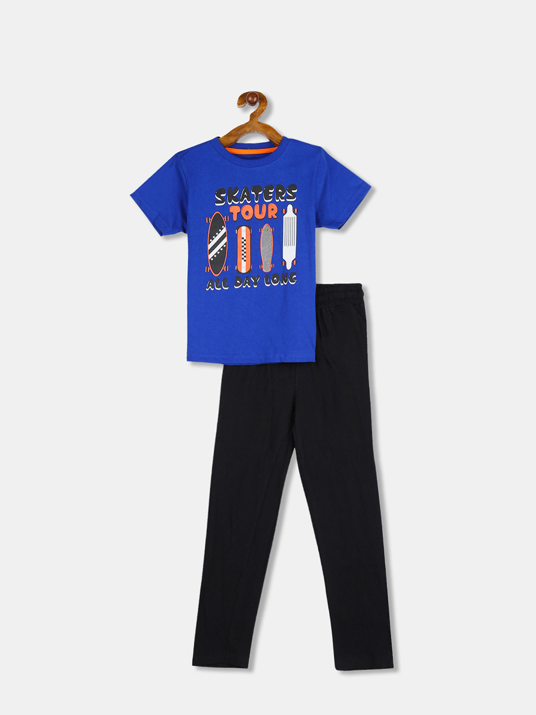

Cherokee Boys Blue & Black Printed T-shirt with Trousers
