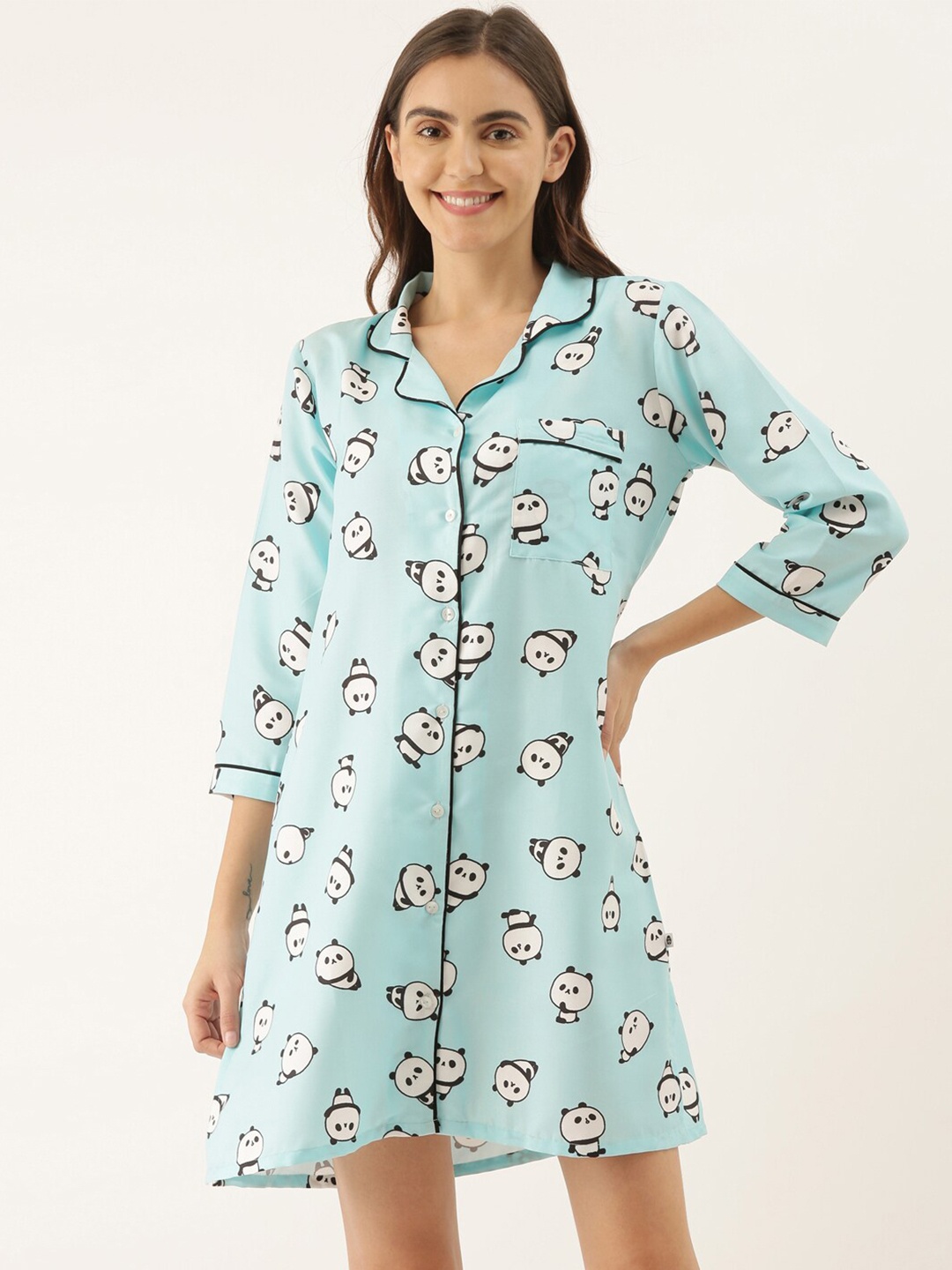 

Bannos Swagger Blue Printed Sleep Shirt