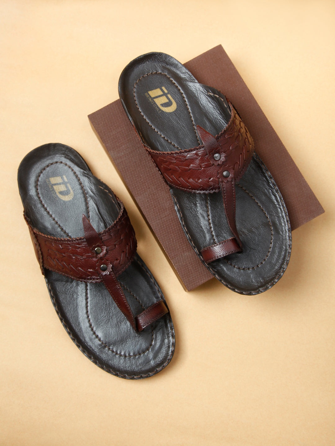 

ID Men Brown Leather Comfort Sandals