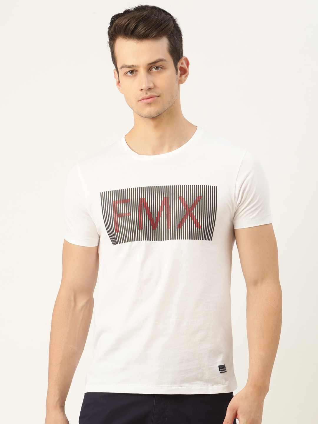 

Flying Machine Men White & Black Typography Printed T-shirt