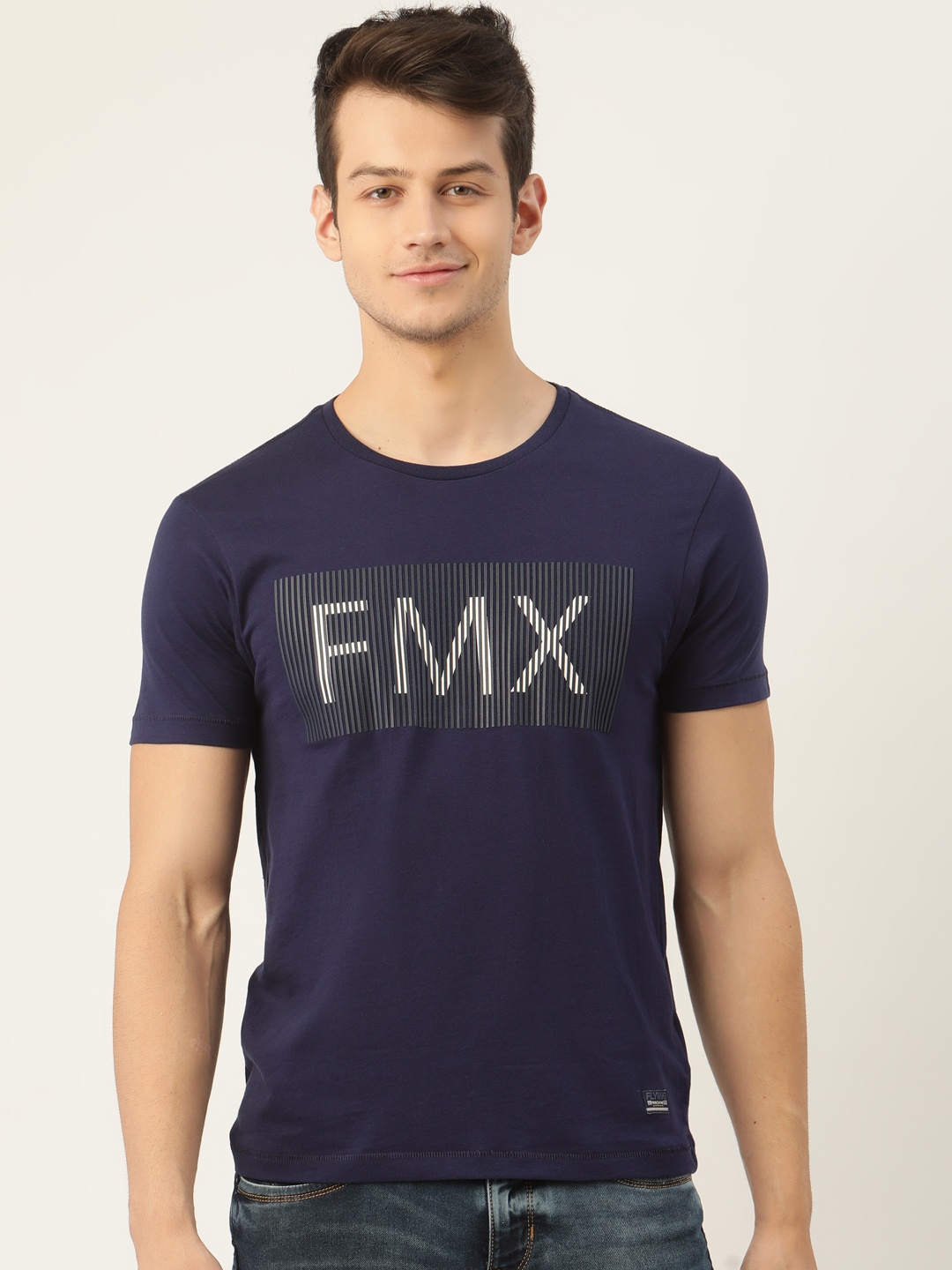 

Flying Machine Men Navy Blue & Black Typography Printed T-shirt