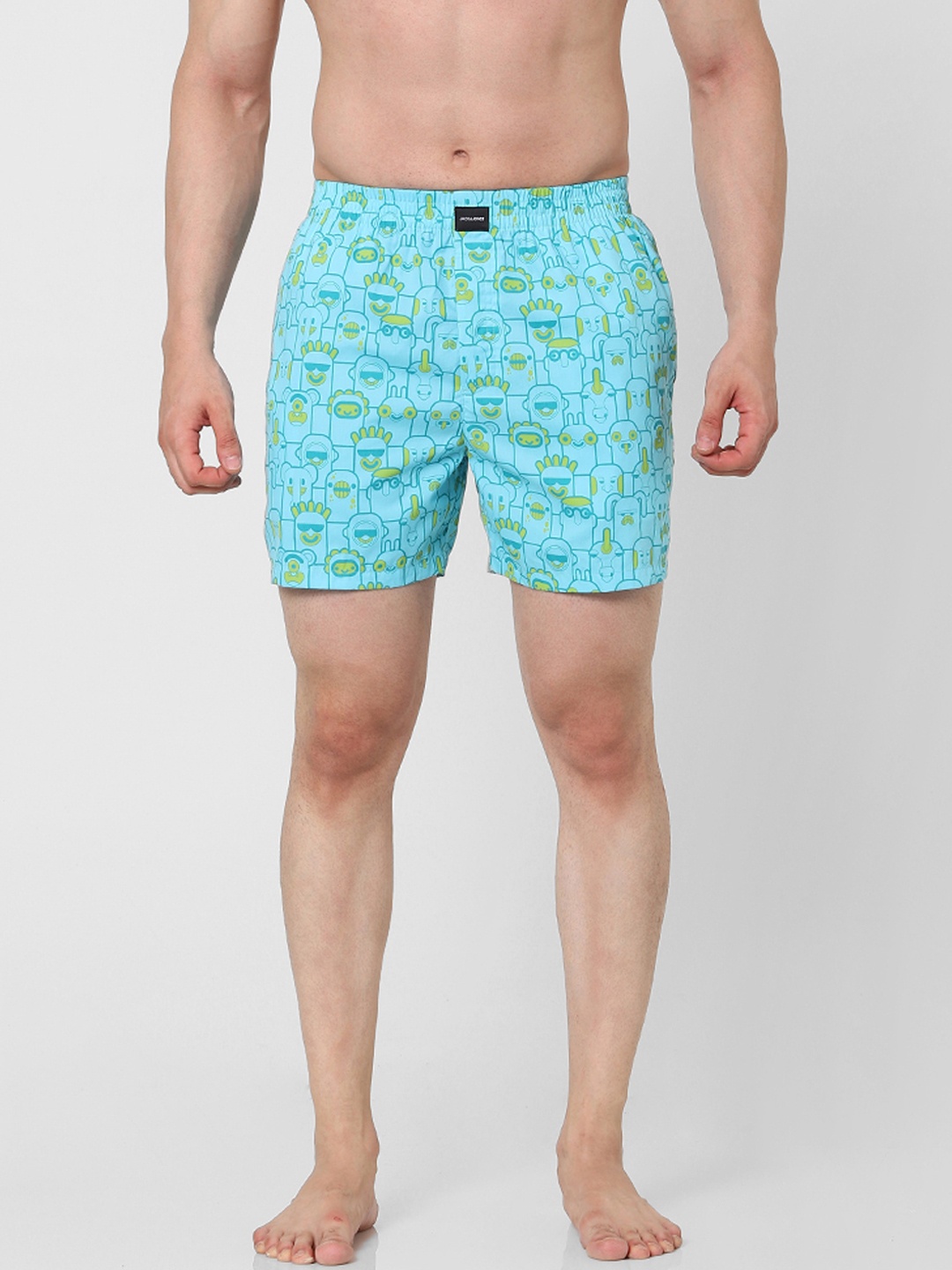 

Jack & Jones Men Blue & Yellow Printed Pure Cotton Boxers 2364231001