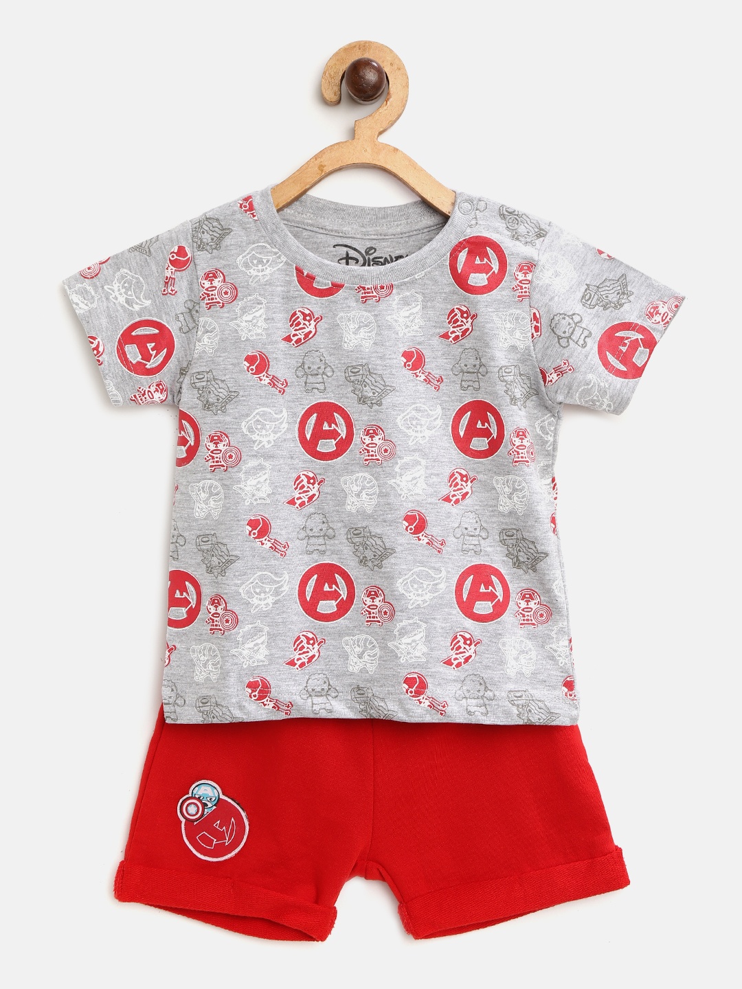 

Colt Boys Grey Melange & Red Avengers Print T-shirt with Shorts