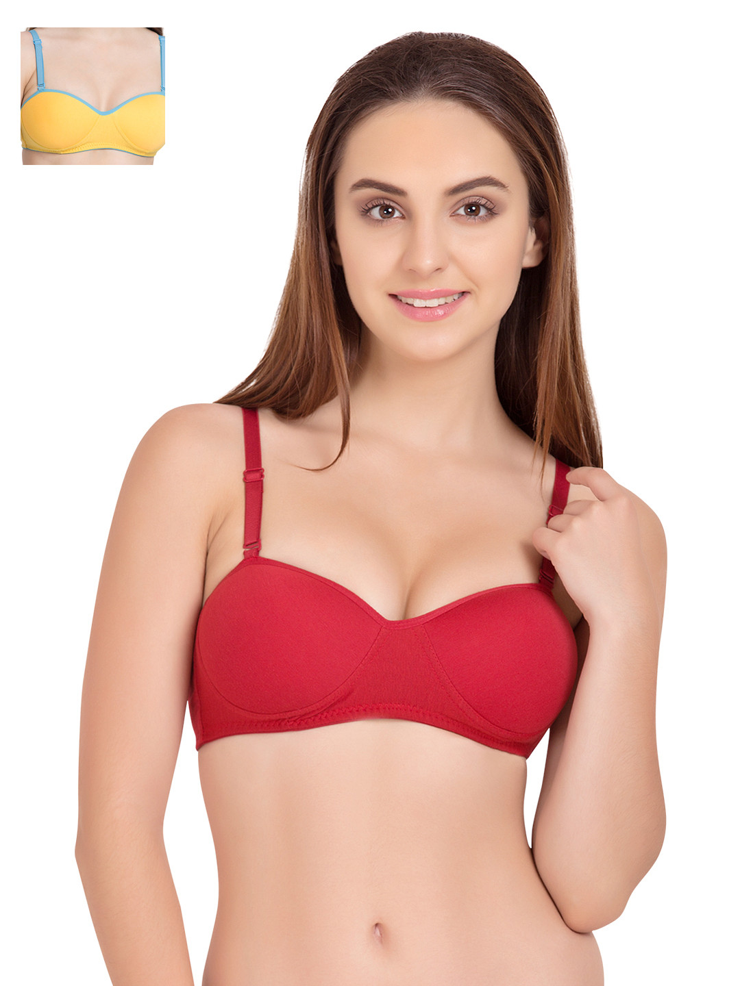 

Tweens Pack of 2 Demi-Cup T-shirt Bras TW1201, Red