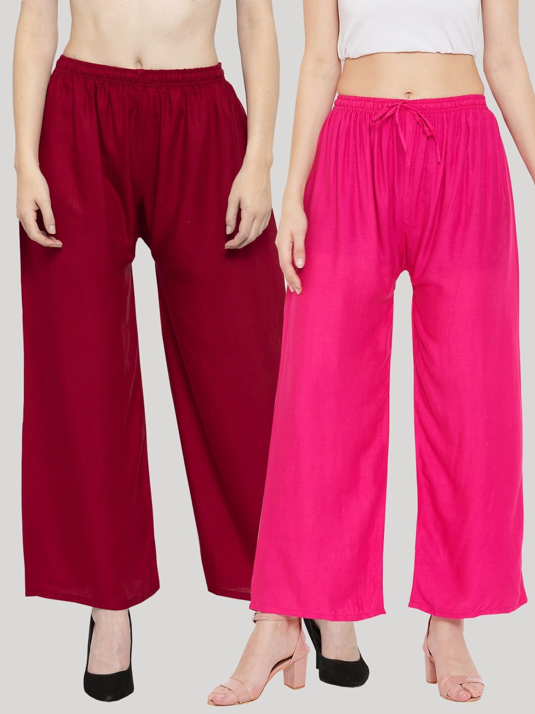 

Clora Creation Women Women Pack of 2 Solid Straight Fit Palazzos, Maroon