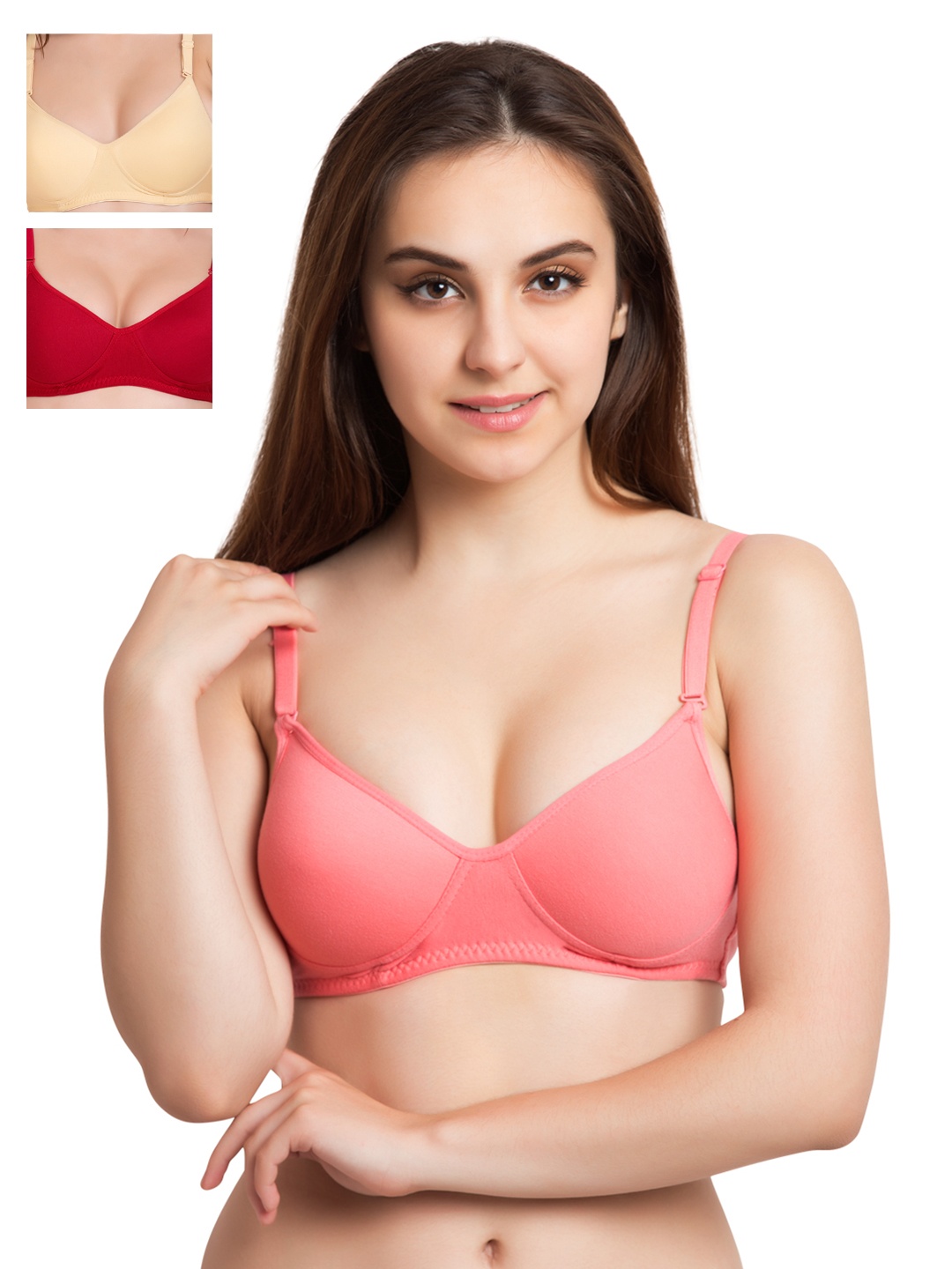 

Tweens Pack of 3 T-shirt Bras TW1301, Coral